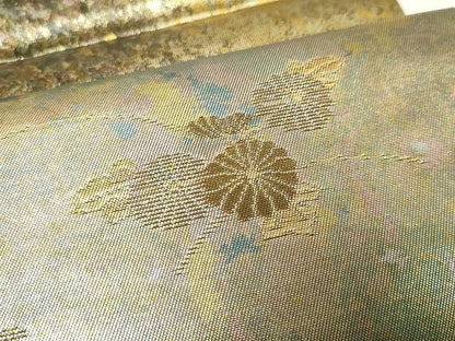 平和屋着物▼六通柄袋帯　吉祥花文　金銀糸　引箔　正絹　逸品　CAAV5596yk