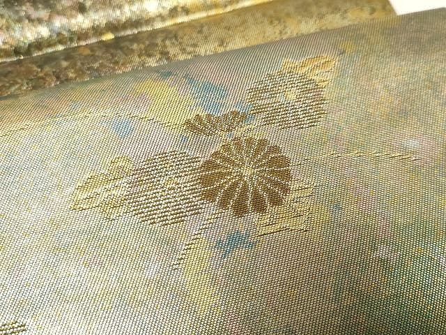 平和屋着物▼六通柄袋帯　吉祥花文　金銀糸　引箔　正絹　逸品　CAAV5596yk