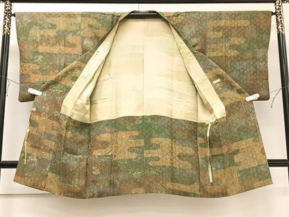 平和屋着物∞道行コート 霞花文 反端付き 伊と幸 ロング丈 正絹 逸品 CAAV5605id