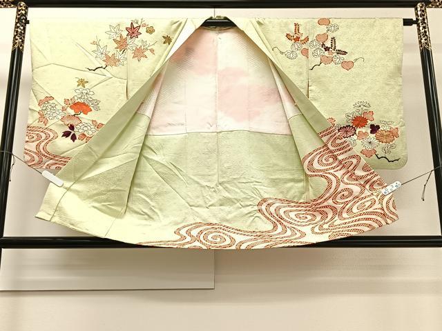 平和屋着物∞羽織　駒刺繍　流水枝花文　金彩　正絹　逸品　CAAV5606id