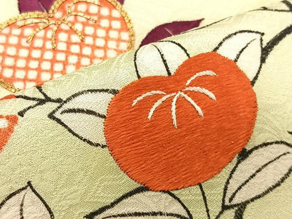 平和屋着物∞羽織　駒刺繍　流水枝花文　金彩　正絹　逸品　CAAV5606id