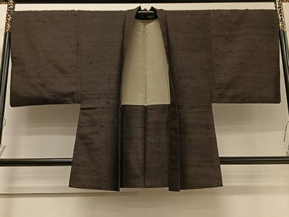 平和屋着物＃男性 長羽織 紬地 霞文 正絹 逸品 CAAV5610id