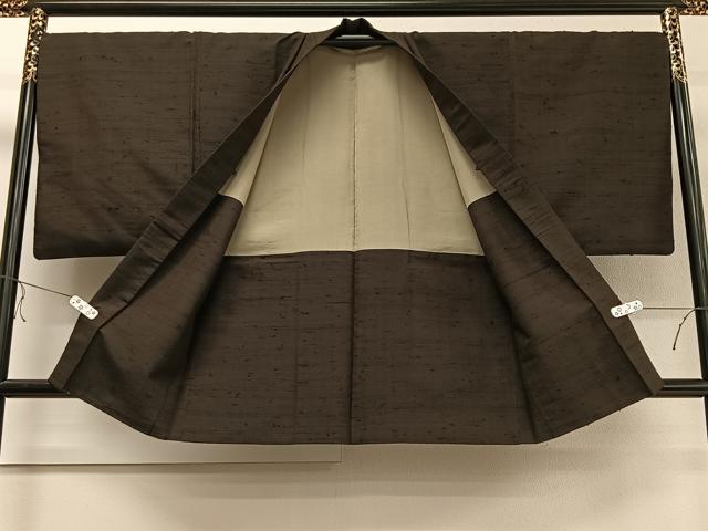 平和屋着物＃男性 長羽織 紬地 霞文 正絹 逸品 CAAV5610id