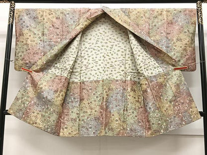 平和屋着物＃道中着　寿光織　花蝶文　ロング丈　正絹　逸品　CAAV5700id