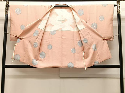 平和屋着物∞道行コート 地紋起こし 亀甲花文 正絹 逸品 CAAV5702id