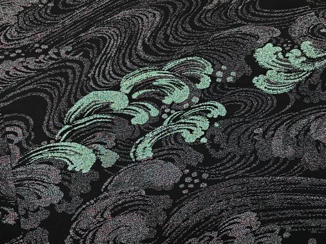 平和屋着物＃羽織　寿光織　立波文　黒地　金糸　正絹　逸品　CAAV5703id