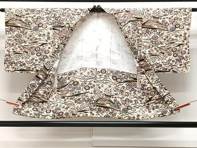 平和屋着物∞羽織 型染め 風景花文 金彩 正絹 逸品 CAAV5705id