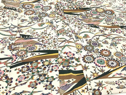 平和屋着物∞羽織 型染め 風景花文 金彩 正絹 逸品 CAAV5705id