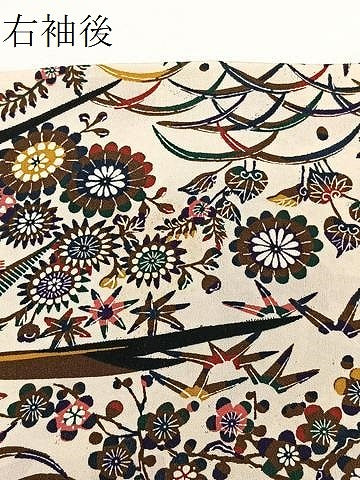 平和屋着物∞羽織 型染め 風景花文 金彩 正絹 逸品 CAAV5705id