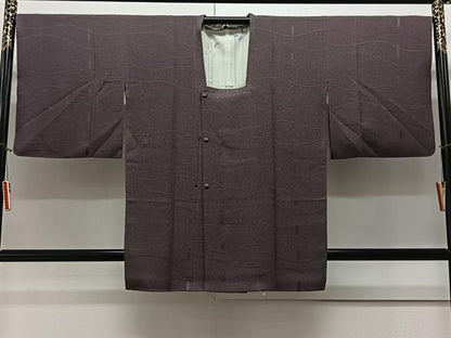 平和屋着物∞道行コート 短冊吉祥地紋 古代紫色 ロング丈 正絹 逸品 CAAV5718id