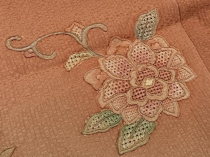平和屋着物∞中国三大刺繍　スワトウ刺繍　汕頭刺繍　総刺繍　道行コート　更紗唐草文　暈し染め　やまと誂製　正絹　逸品　CAAV5721id