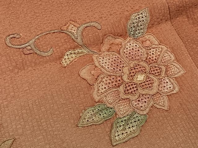平和屋着物∞中国三大刺繍　スワトウ刺繍　汕頭刺繍　総刺繍　道行コート　更紗唐草文　暈し染め　やまと誂製　正絹　逸品　CAAV5721id