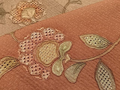 平和屋着物∞中国三大刺繍　スワトウ刺繍　汕頭刺繍　総刺繍　道行コート　更紗唐草文　暈し染め　やまと誂製　正絹　逸品　CAAV5721id