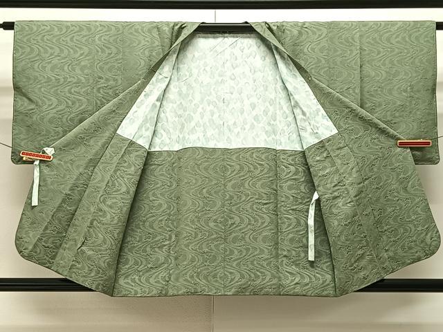 平和屋着物＃道行コート 流水文松地紋 若井茶色 正絹 逸品 未使用 CAAV5727id