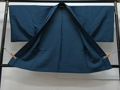 平和屋着物▽男性　羽織　単衣　深縹色　正絹　逸品　CAAV5731id