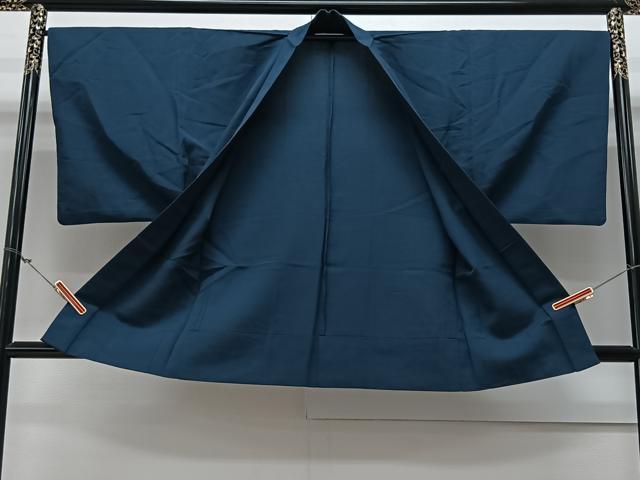 平和屋着物▽男性　羽織　単衣　深縹色　正絹　逸品　CAAV5731id