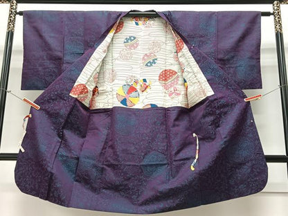 平和屋着物∞道行コート 雪輪花唐草文 ロング丈 正絹 逸品 CAAV5734id