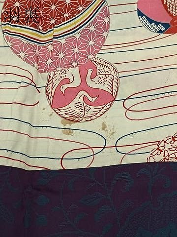 平和屋着物∞道行コート 雪輪花唐草文 ロング丈 正絹 逸品 CAAV5734id