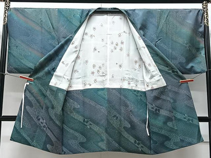 平和屋着物＃道行コート　霞文　暈し染め　ロング丈　正絹　逸品　CAAV5741id