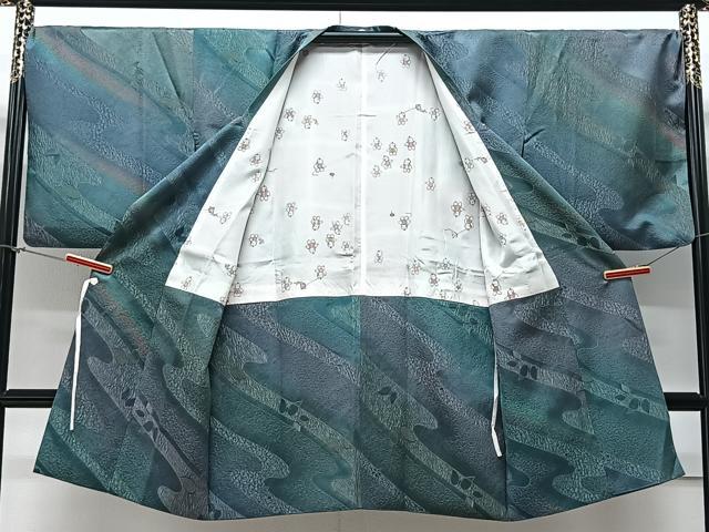 平和屋着物＃道行コート　霞文　暈し染め　ロング丈　正絹　逸品　CAAV5741id