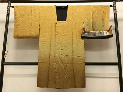 平和屋着物＃赤塚次男作 道行コート リバーシブル 霞文 本番奄美大島泥染め 黒地 ロング丈 証紙付き 正絹 未使用 CAAV5742id
