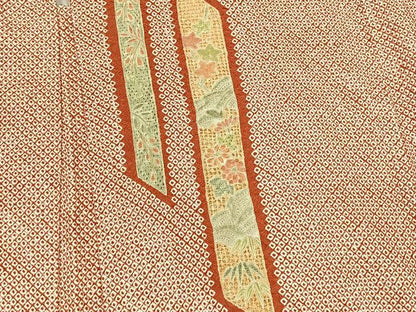 平和屋着物＃中国三大刺繍　スワトウ刺繍　汕頭刺繍　相良刺繍　羽織　絞り　短冊花文　正絹　逸品　未使用　CAAV5747id