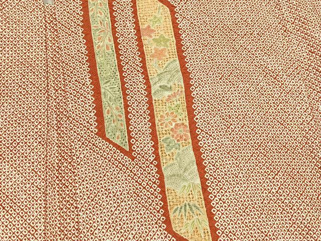 平和屋着物＃中国三大刺繍　スワトウ刺繍　汕頭刺繍　相良刺繍　羽織　絞り　短冊花文　正絹　逸品　未使用　CAAV5747id