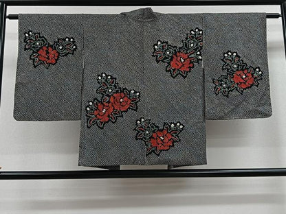 平和屋着物＃羽織　総絞り　草花文　黒地　正絹　逸品　未使用　CAAV5750id