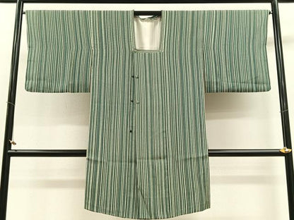 平和屋着物＃道行コート　縞　ロング丈　正絹　逸品　CAAV5766id