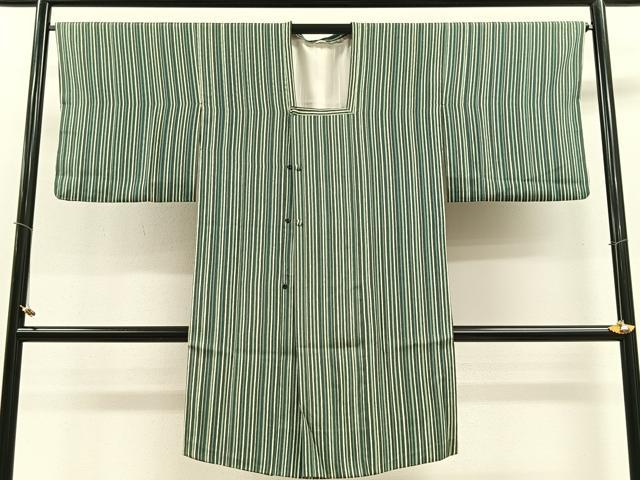 平和屋着物＃道行コート　縞　ロング丈　正絹　逸品　CAAV5766id