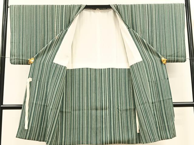 平和屋着物＃道行コート　縞　ロング丈　正絹　逸品　CAAV5766id
