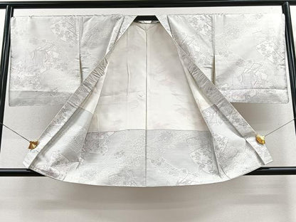 平和屋着物＃本場大島紬 白大島 羽織 地紙御所車花文 正絹 逸品 CAAV5774id