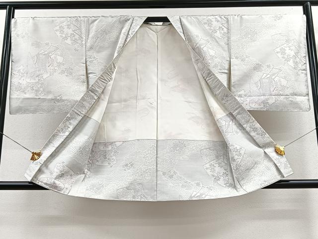 平和屋着物＃本場大島紬 白大島 羽織 地紙御所車花文 正絹 逸品 CAAV5774id