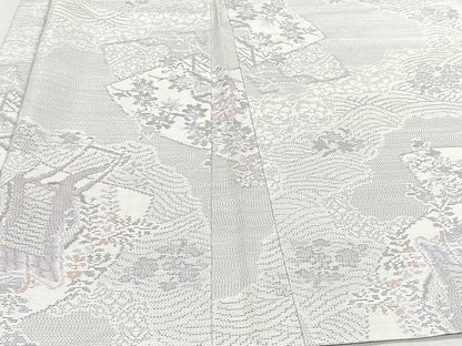 平和屋着物＃本場大島紬 白大島 羽織 地紙御所車花文 正絹 逸品 CAAV5774id