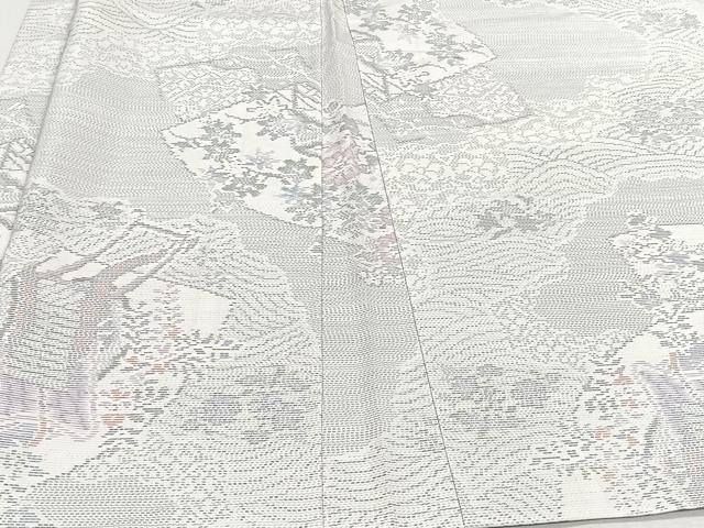 平和屋着物＃本場大島紬 白大島 羽織 地紙御所車花文 正絹 逸品 CAAV5774id