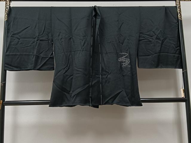 平和屋着物＃羽織 絞り 雲重ね文 黒地 仮絵羽 正絹 逸品 未使用 CAAV5781id