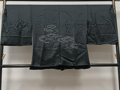 平和屋着物＃羽織 絞り 雲重ね文 黒地 仮絵羽 正絹 逸品 未使用 CAAV5781id