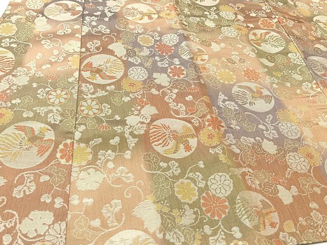 平和屋着物＃道中着　寿光織　鳳凰花唐草文　ロング丈　正絹　逸品　未使用　CAAV5794id