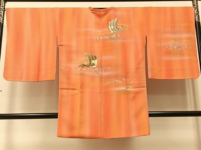 平和屋着物＃人間国宝　福田喜三郎　道行コート　刺繍　几帳人物文　暈し染め　金彩　ロング丈　正絹　逸品　未使用　CAAV5804id