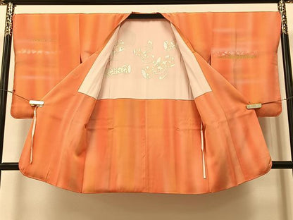 平和屋着物＃人間国宝　福田喜三郎　道行コート　刺繍　几帳人物文　暈し染め　金彩　ロング丈　正絹　逸品　未使用　CAAV5804id