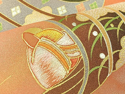 平和屋着物＃人間国宝　福田喜三郎　道行コート　刺繍　几帳人物文　暈し染め　金彩　ロング丈　正絹　逸品　未使用　CAAV5804id