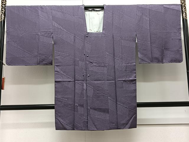 平和屋着物＃道行コート　斜線地紋　菫色　ロング丈　正絹　逸品　未使用　CAAV5808id