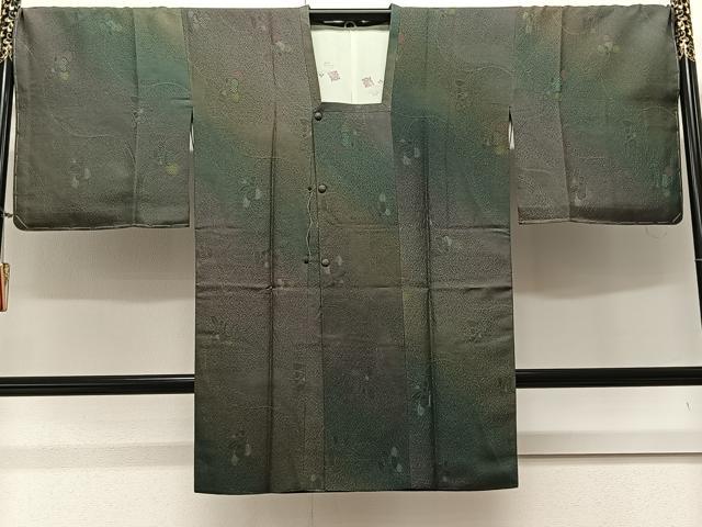 平和屋着物＃道行コート　地紋起こし　霞花唐草文　暈し染め　ロング丈　正絹　逸品　未使用　CAAV5809id