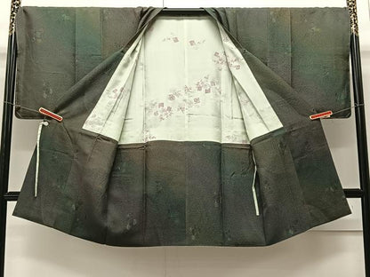 平和屋着物＃道行コート　地紋起こし　霞花唐草文　暈し染め　ロング丈　正絹　逸品　未使用　CAAV5809id