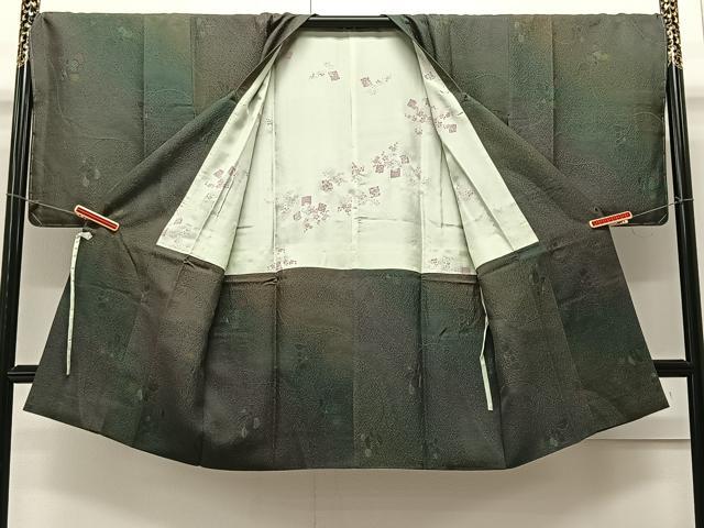 平和屋着物＃道行コート　地紋起こし　霞花唐草文　暈し染め　ロング丈　正絹　逸品　未使用　CAAV5809id