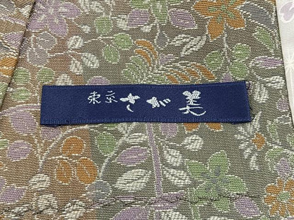 平和屋着物＃道行コート 草花文 さが美扱い ロング丈 正絹 逸品 CAAV5812id