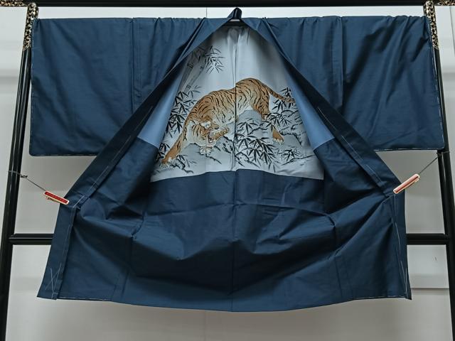 平和屋着物＃男性 長羽織 紬地 吉祥文 キングサイズ 正絹 逸品 未使用 CAAV5814id