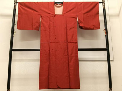 平和屋着物∞道行コート　単衣　紬地　格子吉祥文　ロング丈　正絹　逸品　CAAV5826id