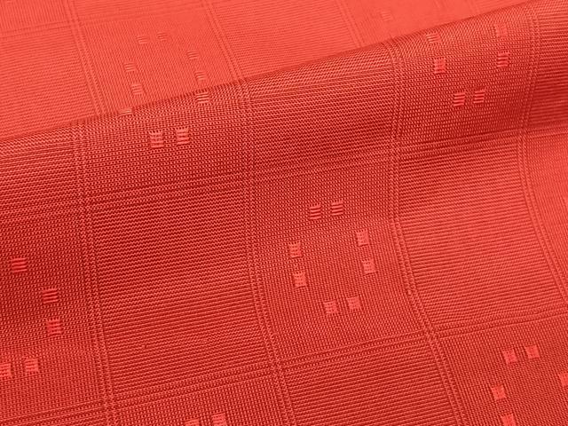 平和屋着物∞道行コート　単衣　紬地　格子吉祥文　ロング丈　正絹　逸品　CAAV5826id