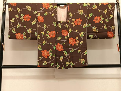 平和屋着物∞道行コート 枝花文 正絹 逸品 CAAV5827id